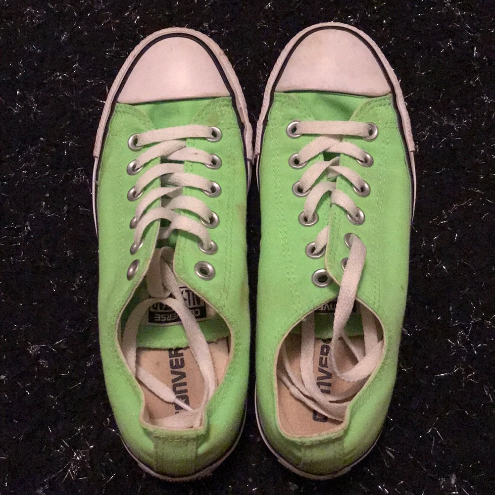 Neon green converse all star shoes